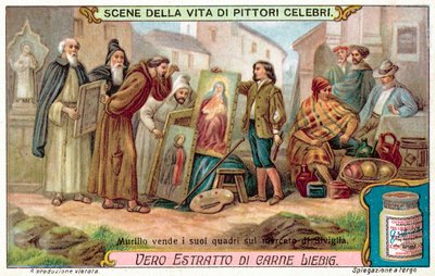 Murillo vendant ses peintures sur le marché de Séville - European School