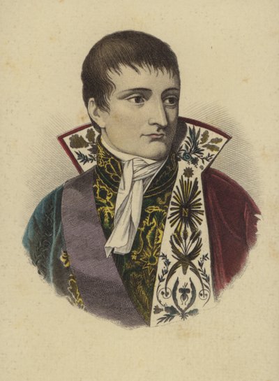 Napoléon Bonaparte (gravure en couleur) - European School