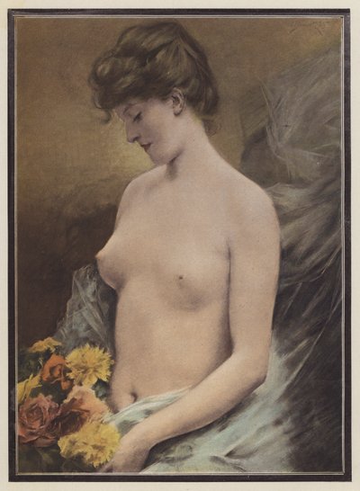 Femme nue avec des fleurs - European School