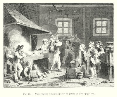 Olivier Evans enfant fait partir un pétard de Noël - European School