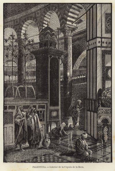 Palestine, Intérieur du Dôme du Rocher - European School
