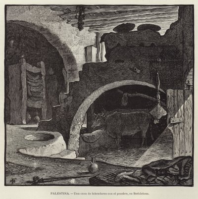 Palestine, Une maison de paysans avec la mangeoire, à Bethléem - European School