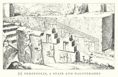 Persépolis, un escalier et des balustrades (litho) - European School