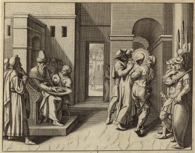 Ponce Pilate se lavant les mains après que Jésus-Christ a été condamné à mort (gravure) - European School
