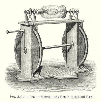 Première machine électrique de Hauksbee (gravure) - European School