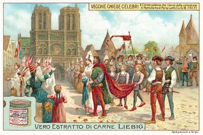 Procession quittant Notre-Dame de Paris sous le règne de Charles VII de France - European School