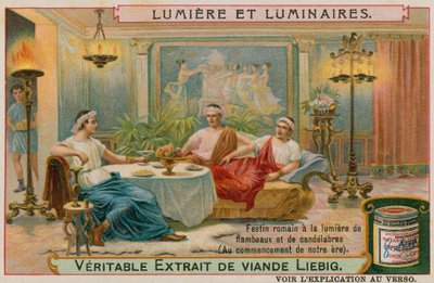 Festin romain avec des torches flamboyantes et des candélabres - European School