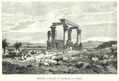Kiosque romain de Qertassi, Nubie (lithographie) - European School