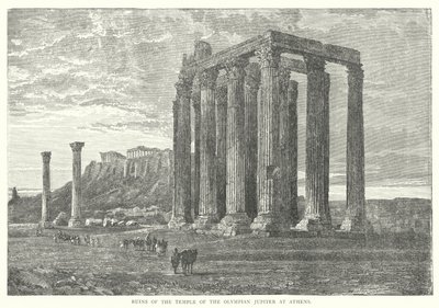 Ruines du Temple de Jupiter Olympien à Athènes (gravure) - European School