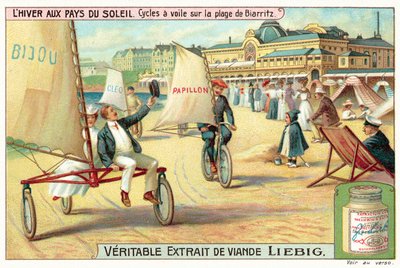 Char à voile sur la plage de Biarritz (chromolithographie) - European School