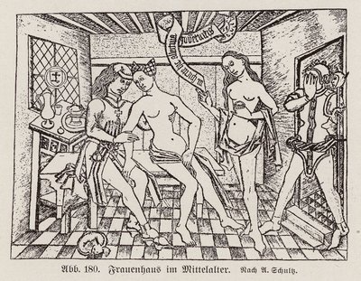 Scène dans un Frauenhaus, un bordel allemand médiéval - European School
