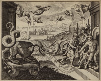 Sept anges vidant sept coupes remplies de la colère de Dieu (gravure) - European School