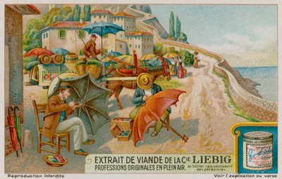 Artisans siciliens fabriquant des parapluies - European School
