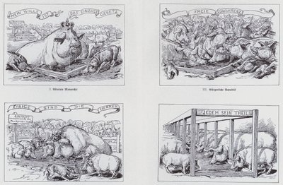 Caricature socialiste de 1895 sur différentes formes de gouvernement - European School