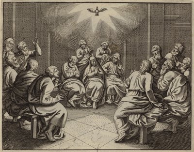 Le Saint-Esprit venant aux Douze Apôtres le jour de la Pentecôte (gravure) - European School