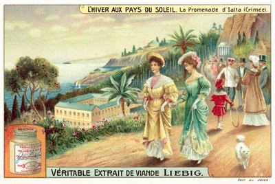 La promenade à Yalta, Crimée (chromolithographie) - European School