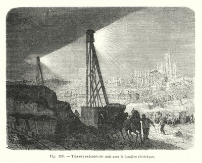 Travaux exécutés de nuit avec la lumière électrique - European School