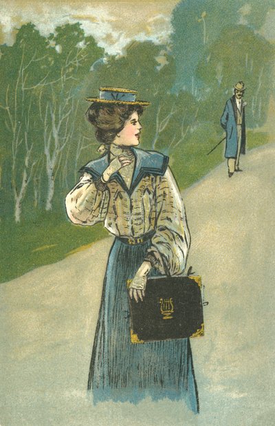Femme dans les bois observée par un homme - European School
