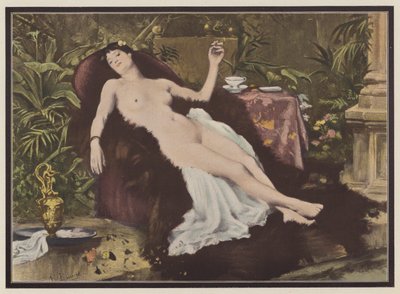 Femme fumant après un bain - European School