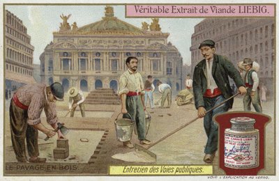 Pavage en blocs de bois - European School