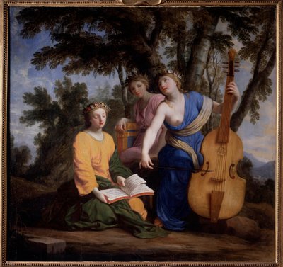 Représentation des trois Muses Melpomène, Erato et Polymnie - Eustache (studio of) Le Sueur