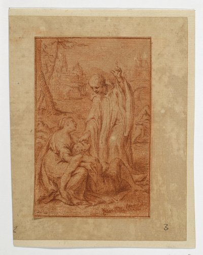 Ein Heiliger heilt einen Kranken oder erweckt einen Toten (?) - Eustache Le Sueur