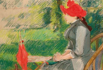 Lecture dans le jardin; ou Femme au chapeau rouge, vers 1880-1882 - Eva Gonzalès