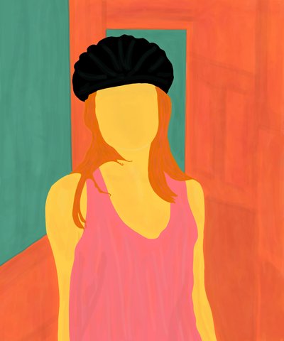 Ava avec un casque de vélo, Brooklyn (art numérique) - Evan Sklar