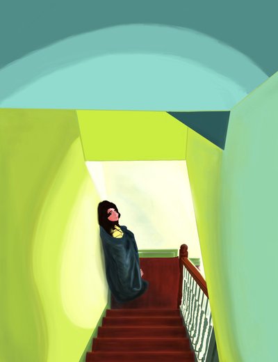 Avy dans les escaliers, Brooklyn (art numérique) - Evan Sklar