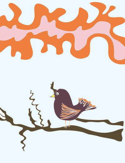 Bird On Branch, 2015 (dessiné à la main sur un iPad avec un crayon Apple) - Evan Sklar
