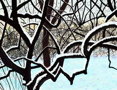 Cerisier dans la neige, Brooklyn (art numérique) - Evan Sklar