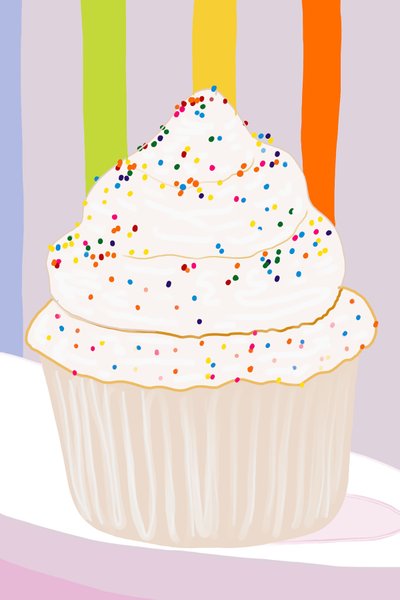 Cupcake avec glaçage à la vanille et saupoudrage, Brooklyn (art numérique) - Evan Sklar