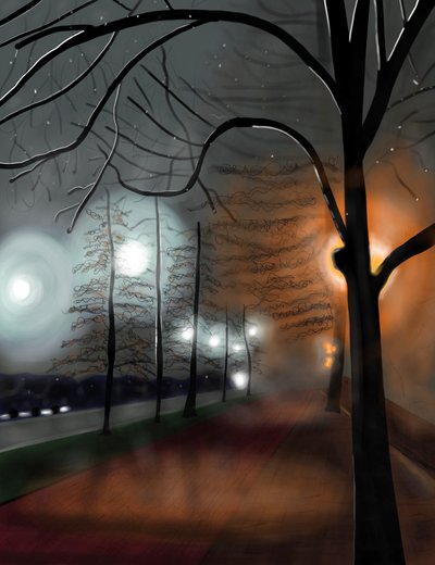Brouillard de nuit, Prospect Park, Brooklyn (art numérique) - Evan Sklar