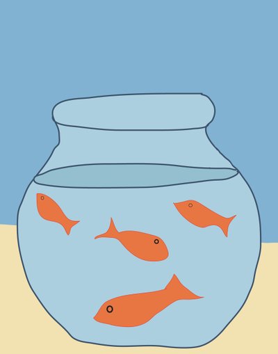 Goldfish In Bowl, 2015 (dessiné à la main sur un iPad avec un crayon Apple) - Evan Sklar