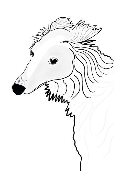 Dessin au trait du Windhound de Silken (art numérique) - Evan Sklar