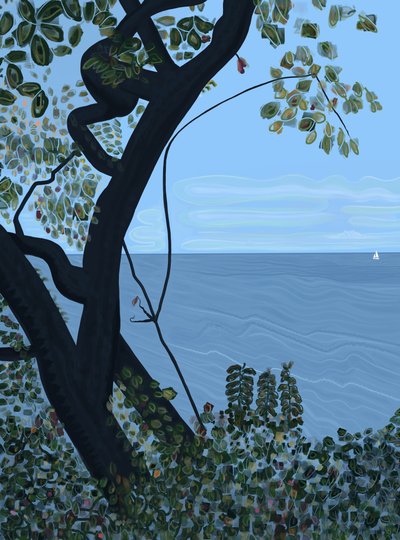 Mer et voilier, Brooklyn (art numérique) - Evan Sklar