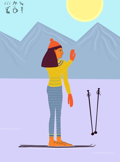 Journée de ski avec hiéroglyphes, c.2020-24 (art numérique) - Evan Sklar