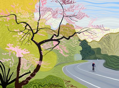 Cycliste printanier à Prospect Park (art numérique) - Evan Sklar