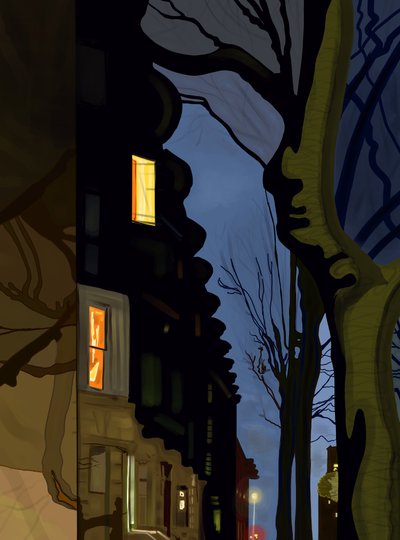 Rue et toit d