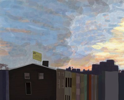 View From Gowanus Expressway, 2016 (dessiné à la main sur un iPad avec un crayon Apple) - Evan Sklar