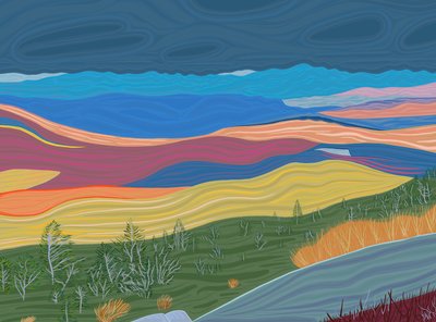 Vue des montagnes Catskill en automne (art numérique) - Evan Sklar