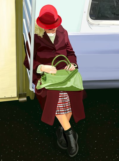 Femme dans le métro (art numérique) - Evan Sklar