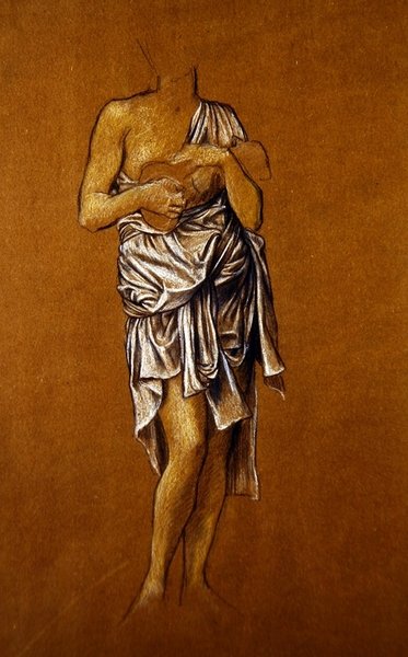 Suppliante féminine gauchère sur un quai / St Christin - Evelyn De Morgan