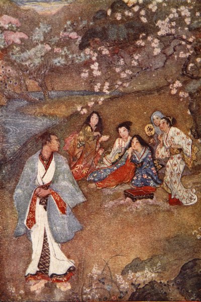 Shinge et Yoshisawa près du puits violet, illustration de 