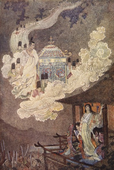 Le peuple de la Lune demande la Dame Kaguya, illustration de 