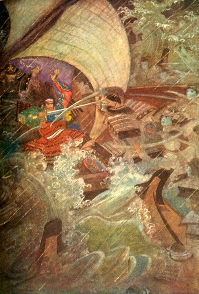 Yoshitune et Benkei attaqués par une compagnie fantomatique du clan Taira - Evelyn Paul