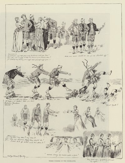Trois pêcheurs dans les Highlands - Evelyn Stuart Hardy