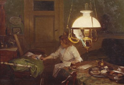 Intérieur avec mère et enfant - Even Ulving
