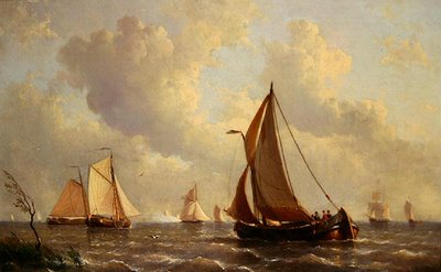 Bateaux quittant le port - Everhardus Koster