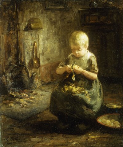 Un enfant épluchant des pommes de terre - Evert Pieters